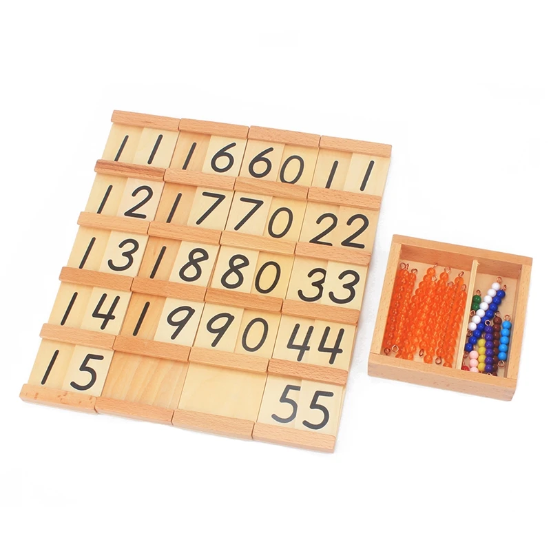 Montessori Materials Teens Symbol Linear & Skip Golden Beads & Colorful Beads Counting Wooden Toys for Children Early Preschool educational toys board games math toys learning puzzle toys teaching aids toys learning board toy