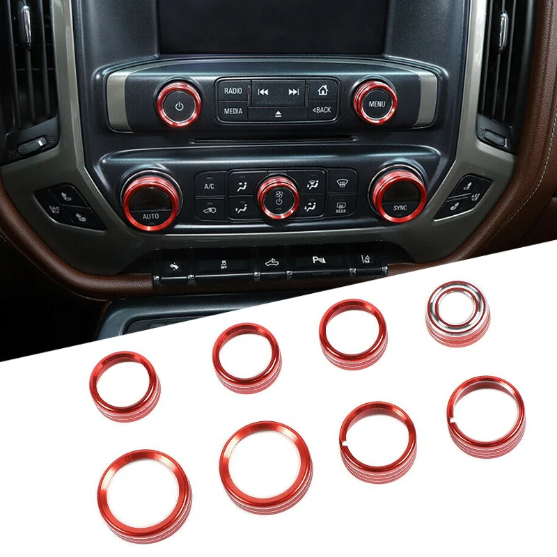 8Pcs Chevrolet Car Center Console Switch Knob Decor Cover Trim Bezels For Chevy Silverado 2014-2018 Auto Interior Accessories | Автомобили
