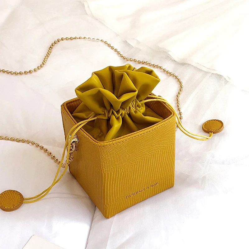 

All-Match Flap Bags Lady Handbag Box Shape Crossbody Bags For Women Sac A Main Tote Drawstring Bucket Women Purses Small Fashion