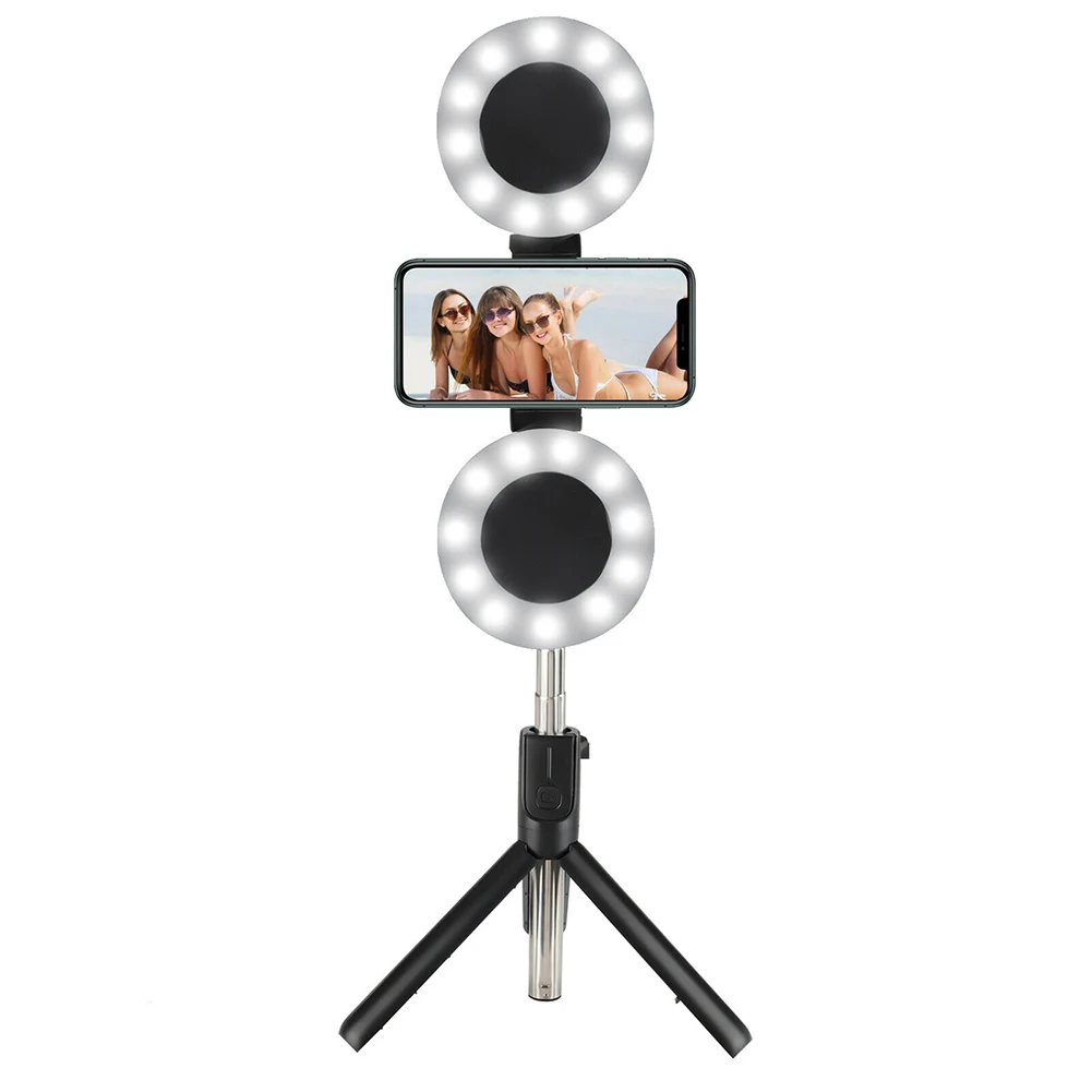 360 Degree Rotatable Selfie Stick Tripod With Ring Light Remote Shutter