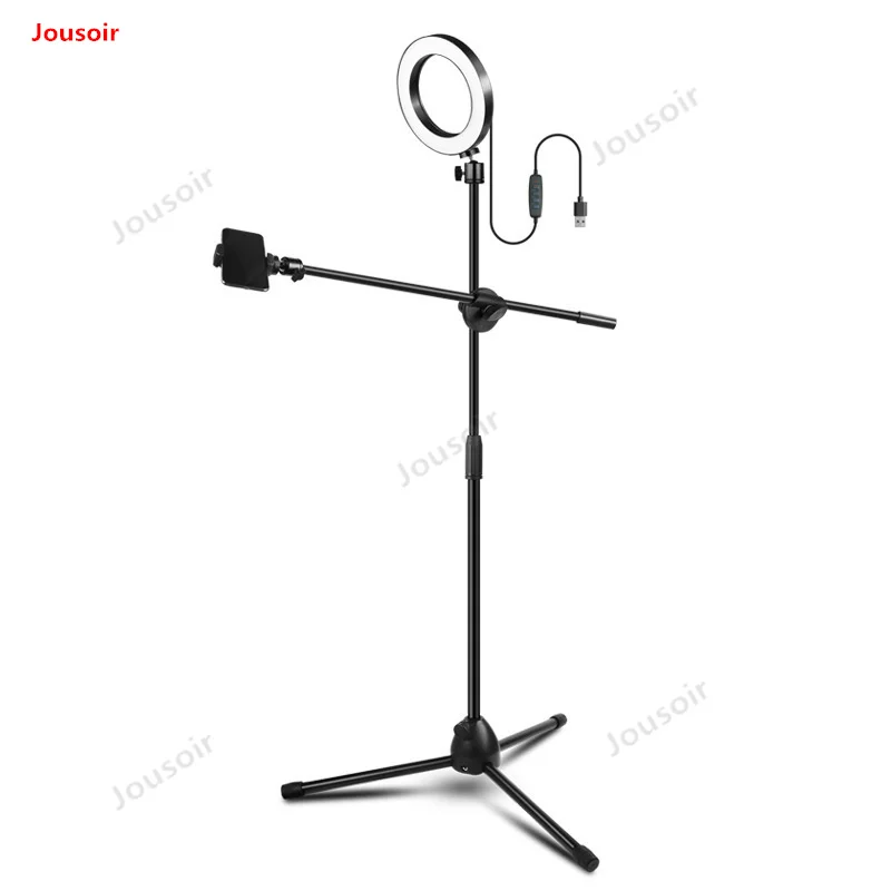 LED Fill Light Ring Lamp+Adjustable Phone Photography Shooting Bracket Stand+Boom Arm Photo Video Studio Kits CD50 T03