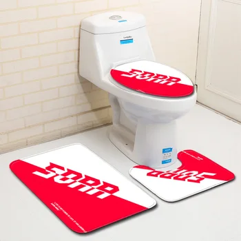 

English Printed Carpet Bathroom Anti-slip Absorbent Floor Mat Toilet 3 Piece Set Foot Pad Kitchen Toilet Doormat Bathtub Rugs