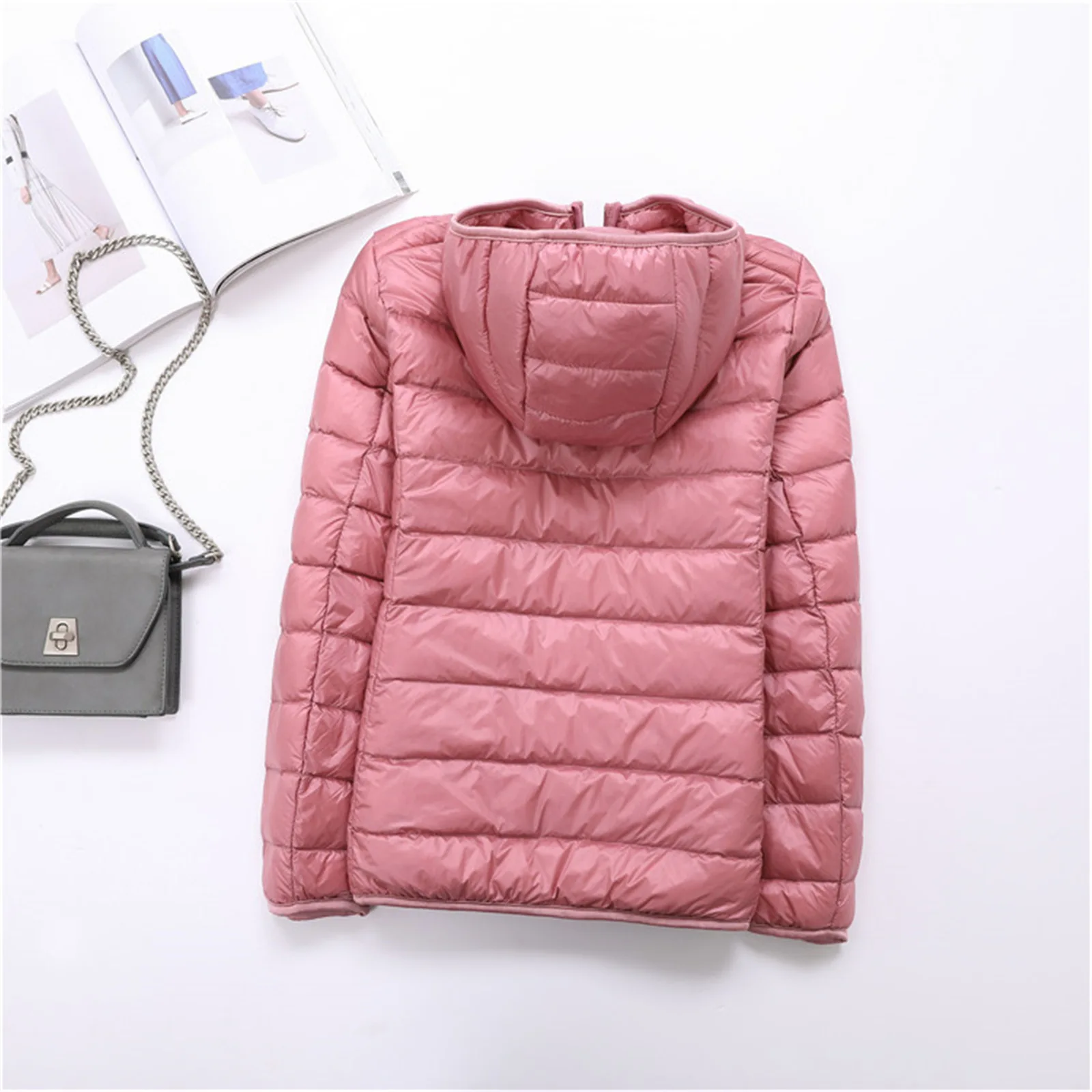 price cut 2019 Spring Autumn Womens Jackets Ultra Thin Super Light Fashion Ladies Down Coats Red Pink Black F