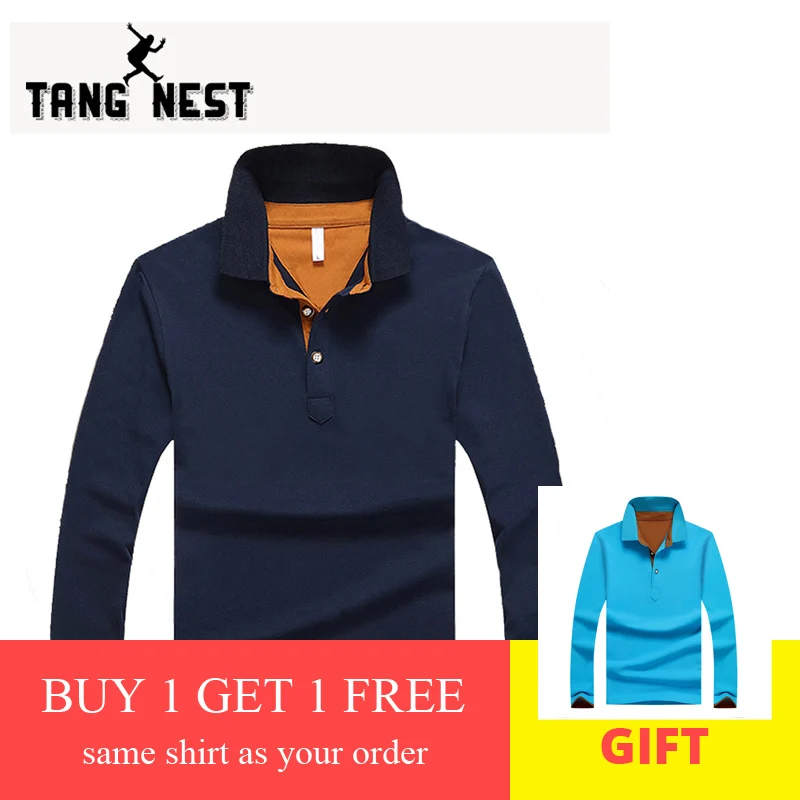 

TANGNEST 2019 Hot Sale Long-sleeve Polo Shirt Plus 5 Colors Casual Turn-down Collar Polo Good Quality Polo Shirt Men MTP452