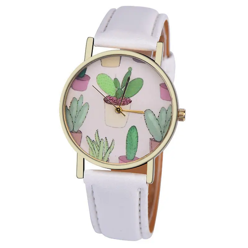 

PESIRM Bussiness Kol Saati Cactus Potted Pattern Quartz Men's Watches Bayan Kol Saaty Fashion