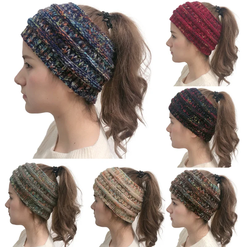 New Headwear Knitted Crochet Headband Turban Winter Ear Warmer Headwrap Elastic Hair Band for Women's Wide Hair Accessories