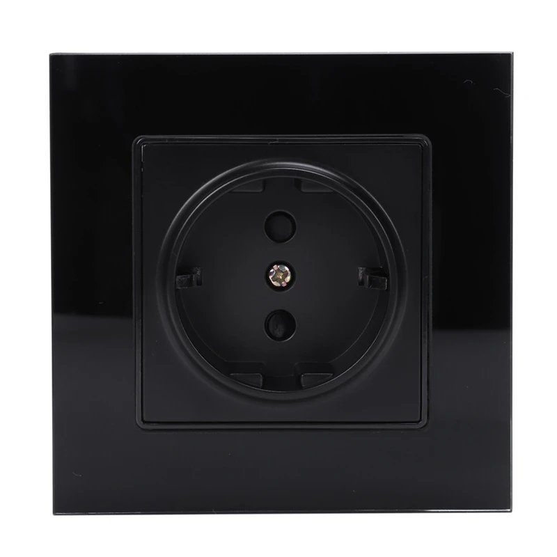 

Eu Standard Power Socket,White Crystal Glass Panel,Ac 110~250V 16A Wall Power Socket