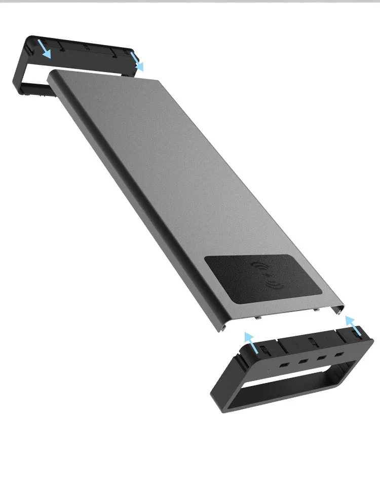 Алюминиевый сплав ноутбук стойка-держатель для монитора с USB3.0/беспроводной зарядки стояк Настольный Дисплей Кронштейн для ноутбуков/ПК мониторов