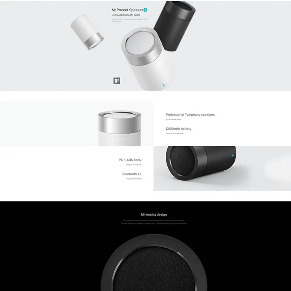 Xiao mi mi карманный динамик 2 компактный Bluetooth 4,1 аудио динамик Cannon беспроводной mi nimalist дизайн Hands-free Звонки музыка