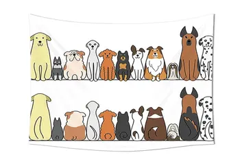 

Dog Lover Decor Tapestry Multicultural Dog Family in a Row from Back and Front Views