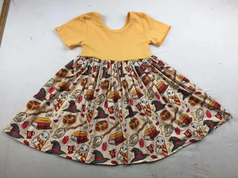 

Halloween fashion girls dress summer short sleeve boutique clothing for children