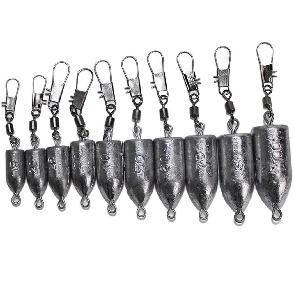 

Fishing Lead Sinker Fishing Accessories Bullet Shaped with Swivel Connector Plummet Weights Outdoor Lures Sinkers