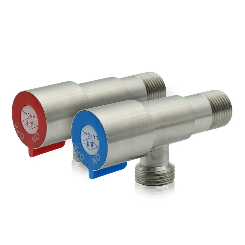 SUS304 треугольный клапан для горячей и холодной воды из нержавеющей стали, трехходовой клапан G1/2, угловой клапан для ванной комнаты