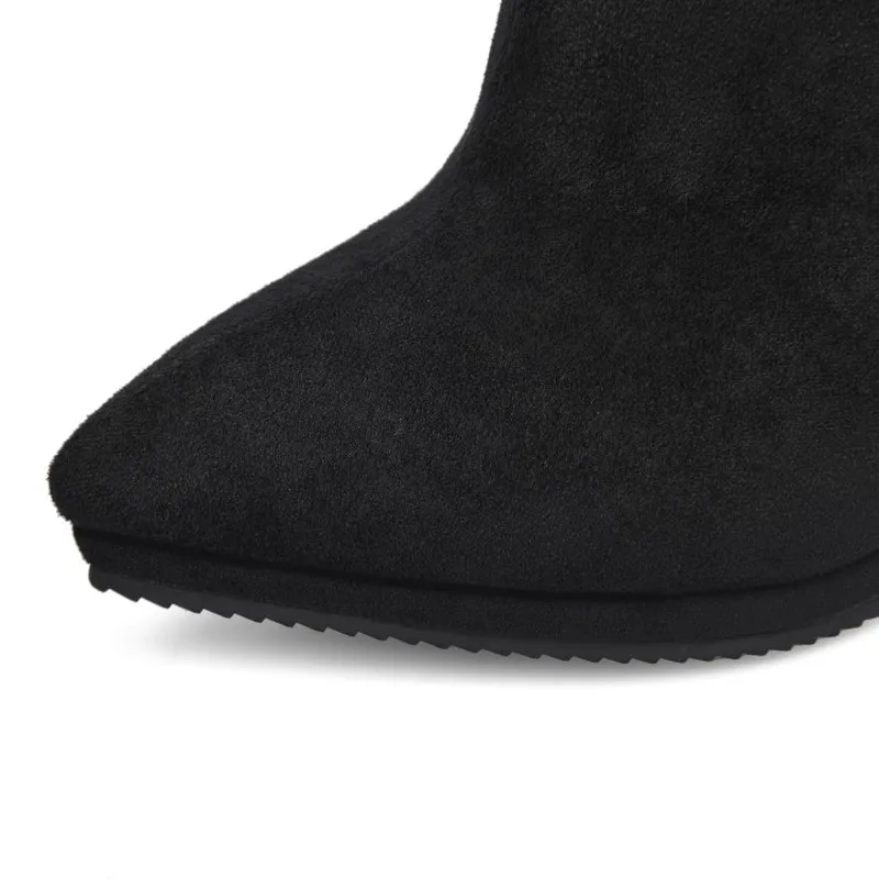 Женские ботинки новая осенне-зимняя модная женская обувь с острым носком на молнии, на шнуровке, на высоком каблуке 34-39 10 см