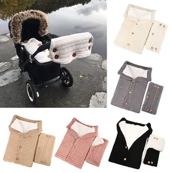 

2PCS Baby Fleece Blanket Swaddle with Stroller Hand Muff Hands Warmer Sleepsacks