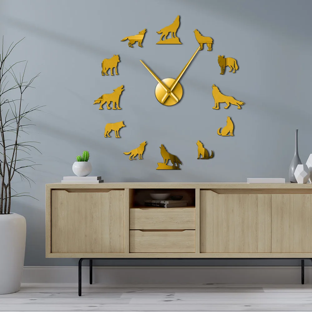 Unique Wolf Animal-Shaped DIY Wall Clock