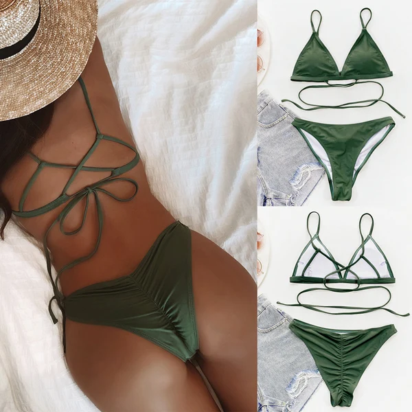 Sexy Brazilian Bikini Set Bandeau Swimsuit Women Bikini Shirring Swimwear Push Up Bathing Suit High Cut Female Biquini Beachwear sexy bikini set Bikini Sets