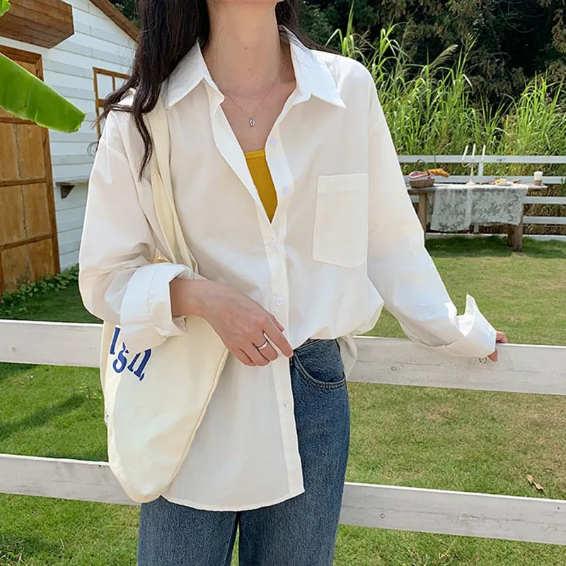 Womens Tops and Blouses Casual Solid White Blouse Office Shirt Blusas Mujer De Moda 2022 Long Sleeve Women Shirts Korean Clothes