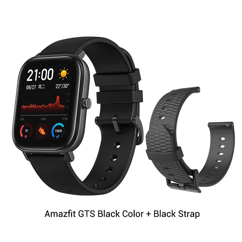 Black n Black strap Глобальная версия Huami Amazfit GTS 14 дней работы от батареи gps 12 спортивный режим смарт-часы 5ATM 340PPI AMOLED экран часы - Цвет: Black n Black strap
