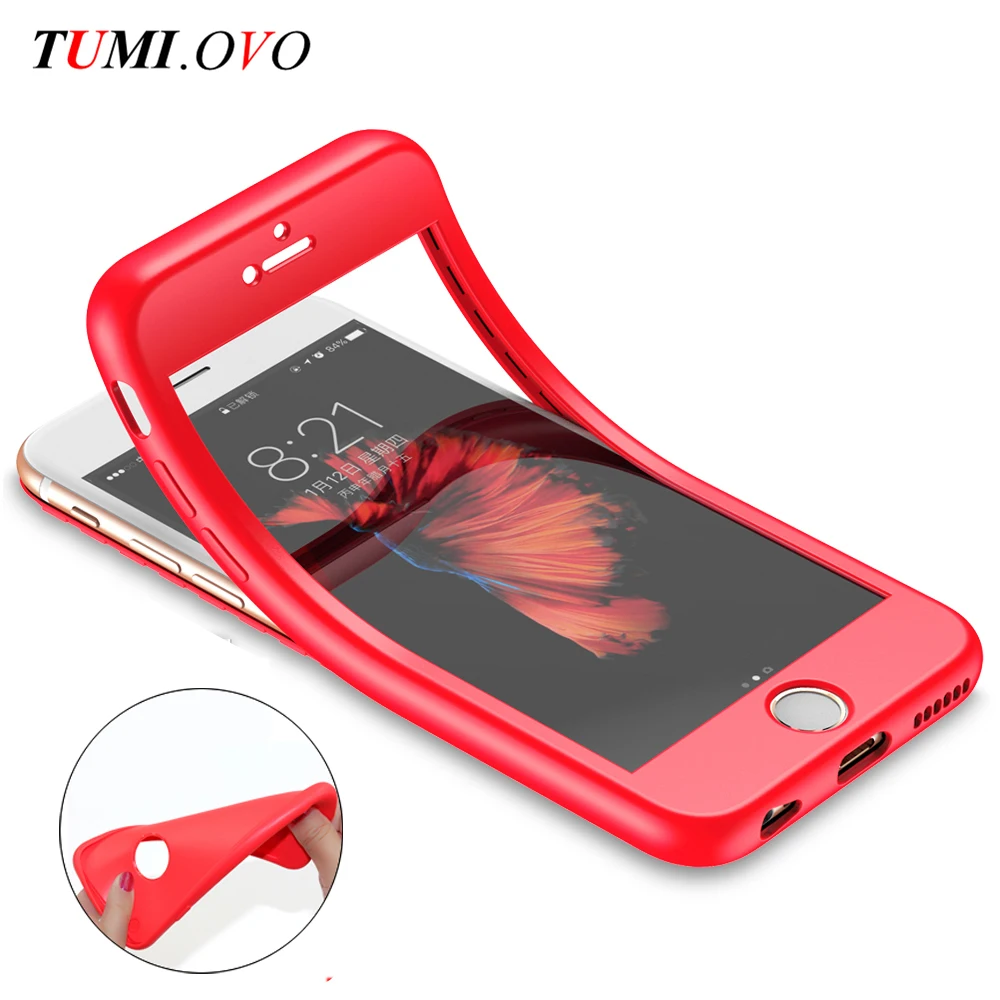 2017 New For iPhone 7 6S 6 Case Protect TPU Silicone Flexible Soft 360 Full Body Protective Cover for Plus |