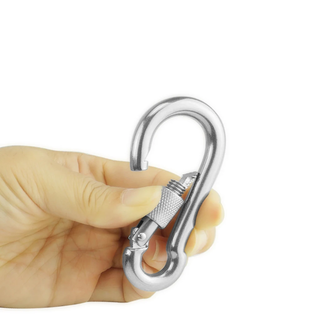 4pcs Camping Hammock Carabiner Screw Locking Gate Stainless Steel Hook Max. Load 500kg