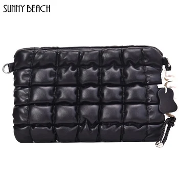 

NEW Winter New Cotton Suit Space Bag Pearl Chain Cross Arm One Shoulder Dinner Bag Fancy Party Bag