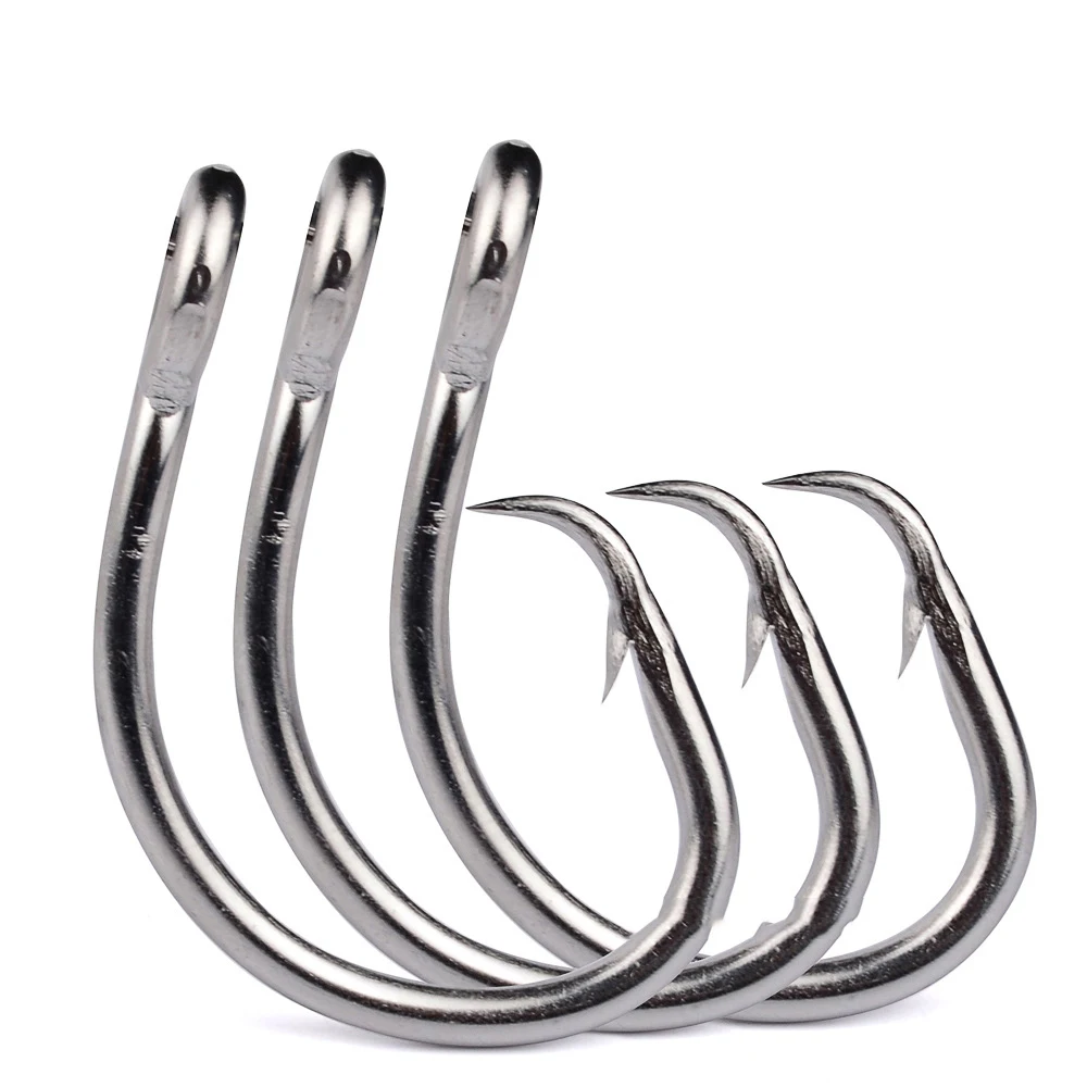

50 Pcs/ Lot Deep Sea Boat Fishing Hooks High Carbon Steel with Barbed Tuna Fishing Hook Fishing Hawk Hook Artificial Pond Bait
