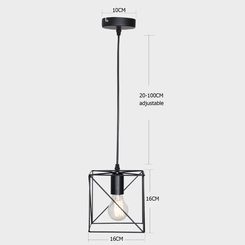 Подвесные светильники в скандинавском стиле, железный минималистичный Лофт, клетка, пирамида, подвесной светильник, современный промышленный металлический подвесной светильник для гостиной, E27, для помещений, лофт