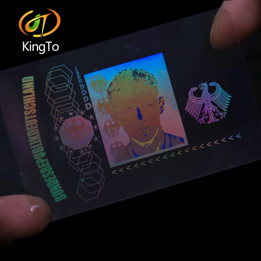 Personalizado PET transparente holograma revestimiento holográfico/etiqueta engomada transparente Etiqueta de laser holograma