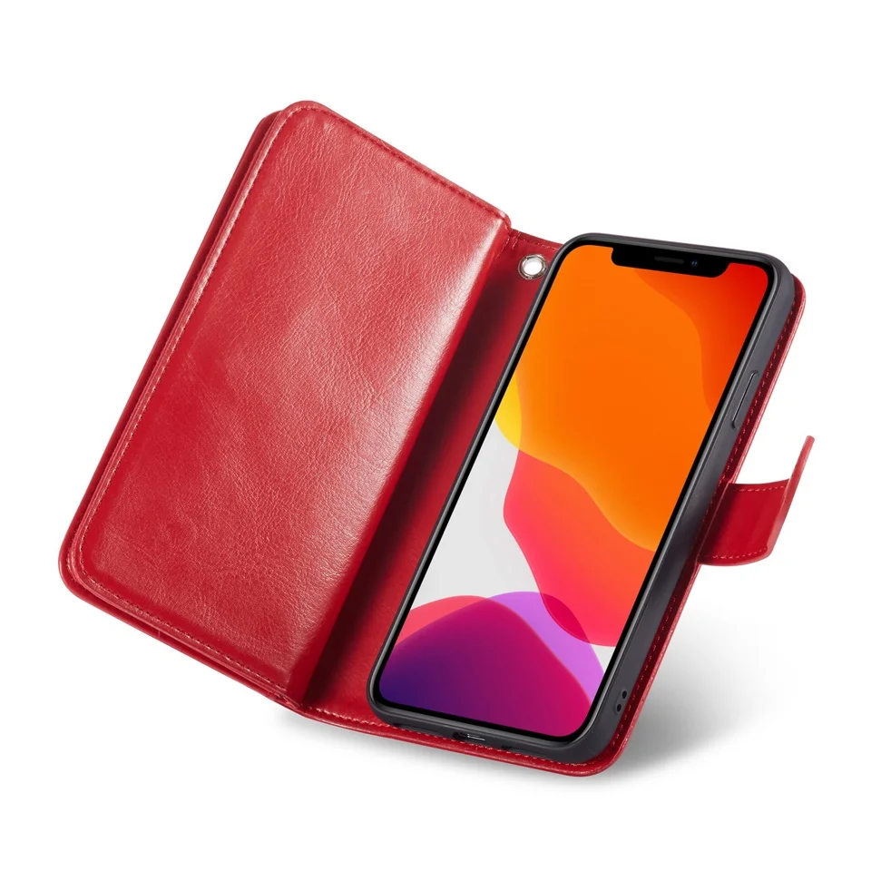 Кожаный чехол для iPhone 11 Pro Max с девятью отделениями для карт X, XR, XS, Max, 6, 7, 8 Plus, мультикарточный кошелек, кожаный чехол, 5 5S, SE
