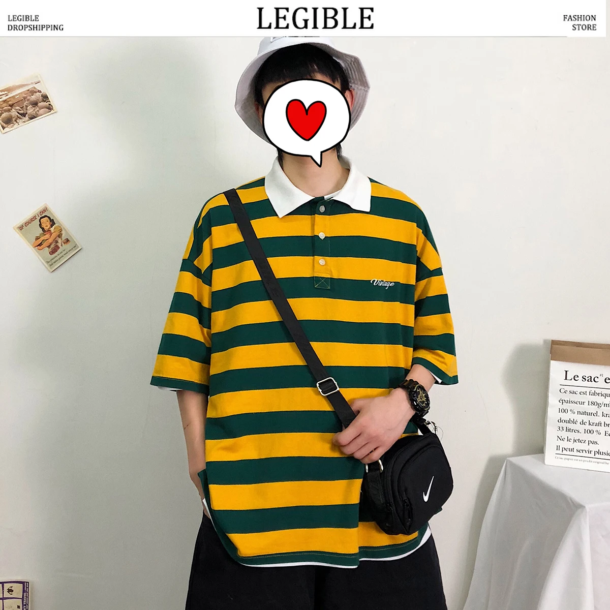 LEGIBLE Men Striped Polo Shirts Casual Short Sleeve Shirt High Quantity Male Korean Clothing | Мужская одежда