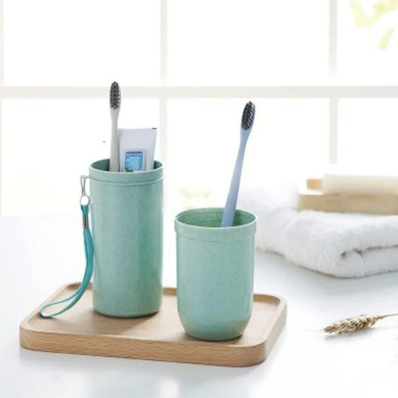 New Portable Eco-friendly Bathroom Tool Travel Supplies Toothbrush Cup Dual Use Tooth Mug Plastic Toothpaste Holder Cups