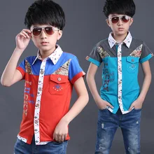 Рубашка с короткими рукавами для мальчиков Новинка года, летняя детская одежда Модная Повседневная блуза с короткими рукавами для мальчиков рубашка для мальчиков