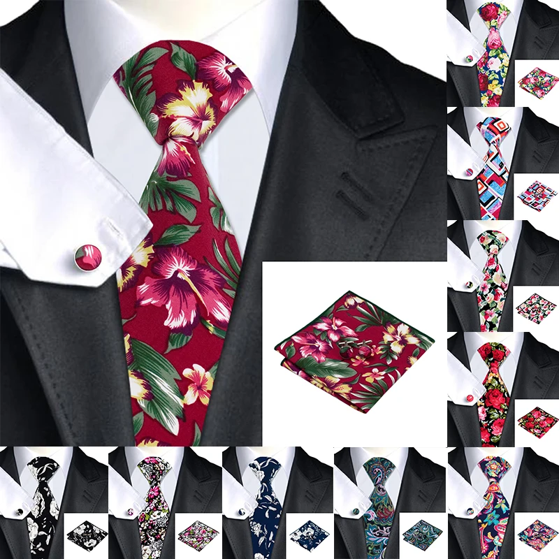 Hi-Tie большой мужской галстук Handky Запонки Набор красный шелк галстуки для мужчин роскошный цветочный модный дизайнерский бизнес Свадебный галстук