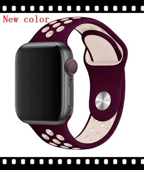 Спортивный ремешок для apple watch band 4 5 42 мм/38 мм iwatch band 44 мм/40 мм ремешок силиконовый браслет дышащий ремешок для часов серии 5 4 3 2 - Цвет ремешка: red wine pink