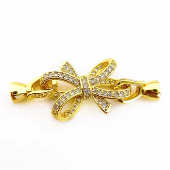 

Copper Gold Plated Cubic Zirconia Fastener Clasp Hooks Connectors Accessories For DIY Necklace&Bracelet Chain Jewelry Making