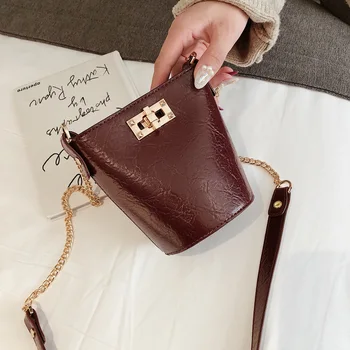 

Chain bucket bag handbag 2019 new wave fashion single shoulder diagonal package personality soft leather mini bag