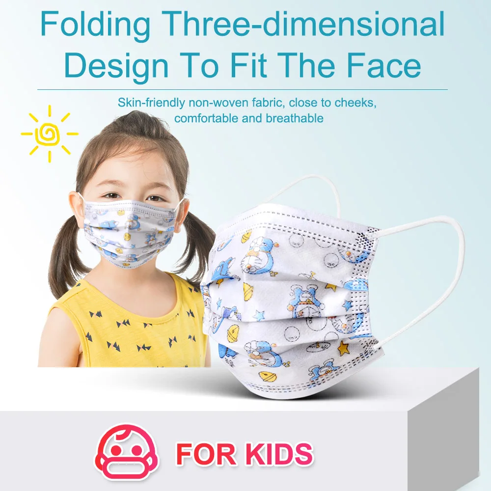 

50/100pcs Cartoon Kids Disposable Mask 3 Layer Child Filter Hygiene Thicken Children's Face Mouth Mask Earloop Fast Delievry New