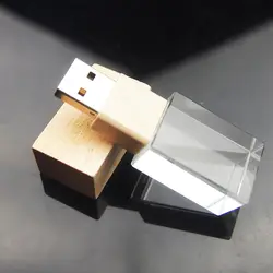 Кристалл USB + коробка Флешка 4 ГБ 8 ГБ 16 Гб ГБ 32 ГБ memory stick Свадебные подарки usb 2,0 ручка привода деревянная Флэшка более 10 шт. бесплатный логотип