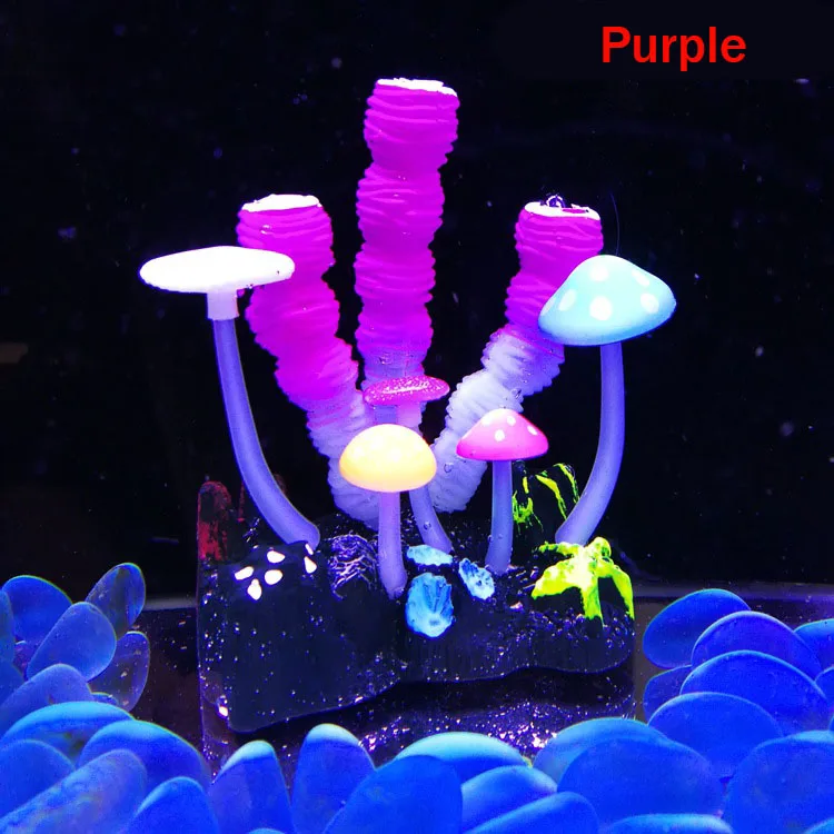 Purple Имитация рокерского орнамента, моделирование морских растений,, аквариумные рыбки, флуоресцентные аксессуары для ландшафтного дизайна - Цвет: Purple