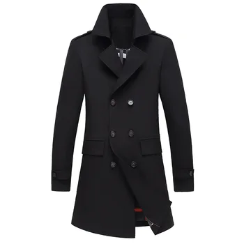 

2019 New Long Good Quality Double Breasted Trench Coat Men