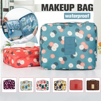 

New Portable Mixed Color Waterproof Double-layer Cosmetics Storage Bag Makeup Bag Wash Bag Travel (Random Color When Delivery)
