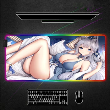 

RGB Mouse Pad Anime Gamer Accessories Large LED MousePad XL Gaming Desk Matsexy girl big breasts big buttocks with Backlit