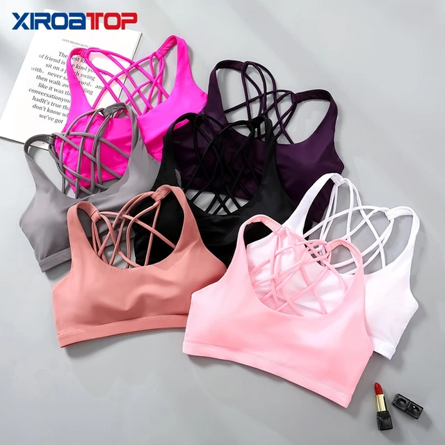 Hot Sale Shockproof Cross Straps Running Gym Sport Bras Top Fashion Women  Push Up Workout Fitness Yoga Crop Tops Brassiere - AliExpress