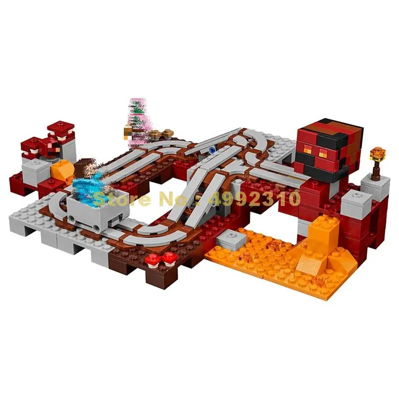 81011, 400 шт., мой мир, hell nether railway, 2 фигурки, модель, строительный блок, 21130 кирпичи, игрушка