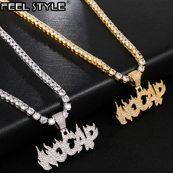 

Iced Out Bling No Cap Cubic Zirconia Micro Paved CZ Necklaces & Pendants For Men Hip Hop Jewelry With Tennis Chain