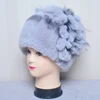2025 Natural Rex Rabbit Fur Flowers Hat Women Winter Warm Handmade Knit Real Rex Rabbit Fur Caps Lady With Fox Fur Beanies Hats 6