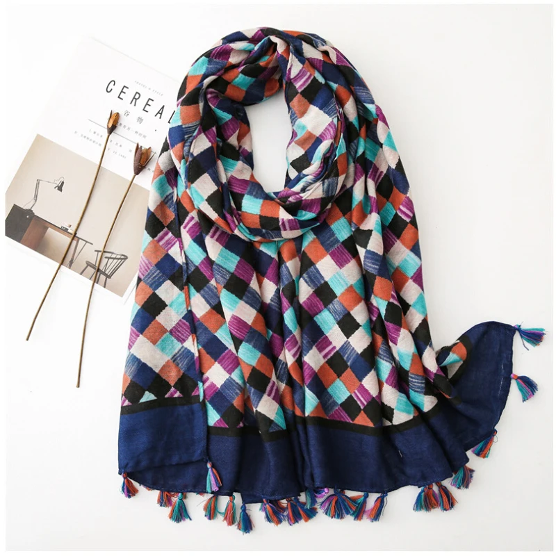 Fashion Women grid Scarf Long size 180x90cm Cotton scarves Winter Lady Scarves Soft Shawl Wrap Scarf Elegant for Christmas  (5)