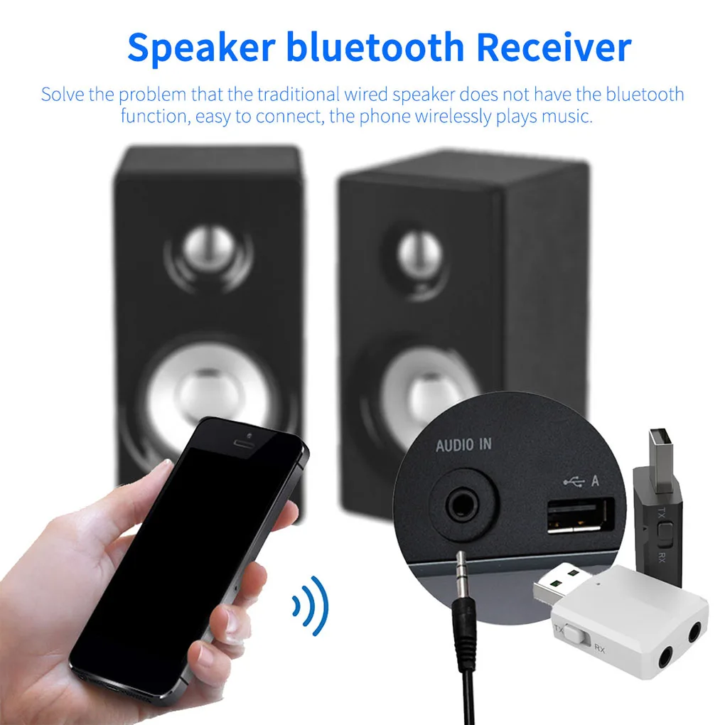 Черный Bluetooth 5,0 беспроводной приемник аудио адаптер передатчик 3,5 мм Музыка AUX автомобиль