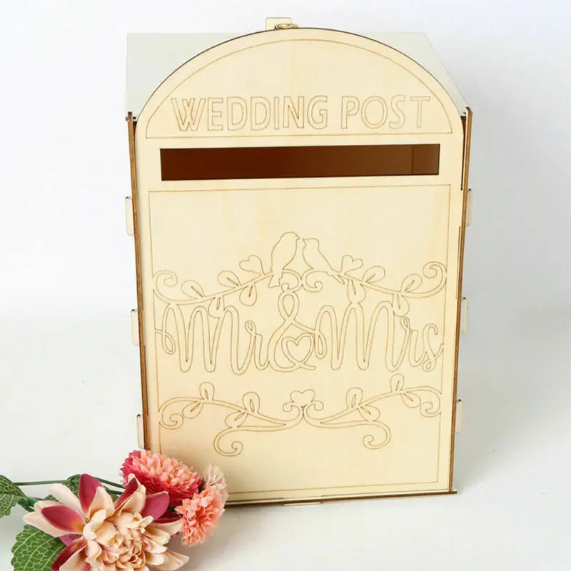 

DIY Personalised Wooden Wedding Card Post Box Mural Guest Wedding Decoration Mailbox